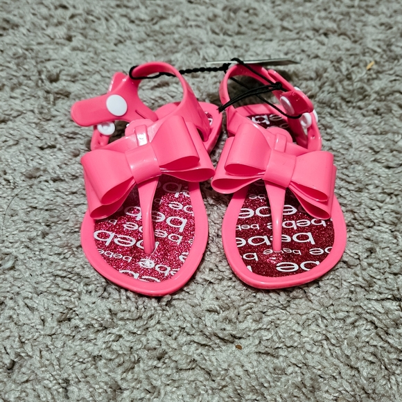 bebe Other - New Bebe Girls Pink Bow Jelly Sandals Sz 5/6